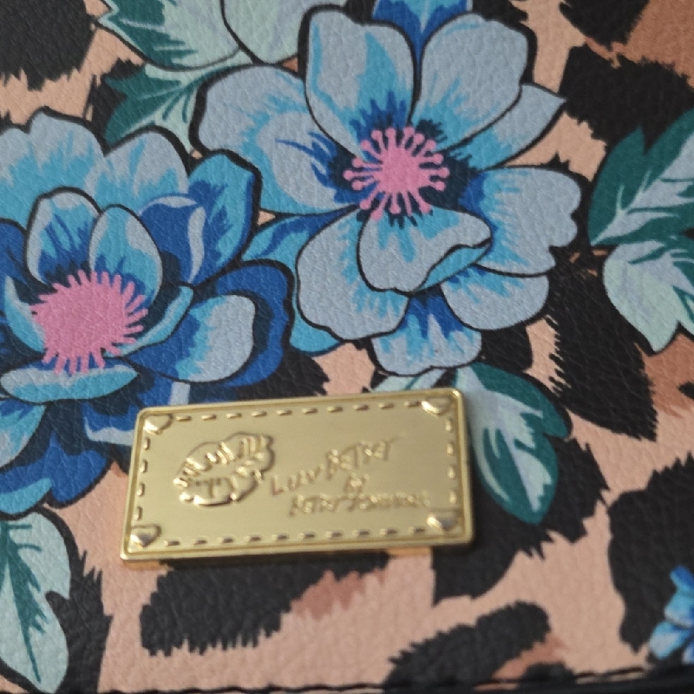 Betsey Johnson Floral Leopard Backpack - Blue and Tan GUC - Picture 2 of 16